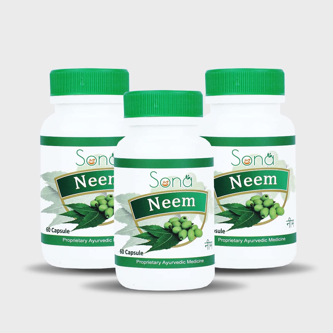 Sona Neem Capsule for Clean and Clear Life - 60 Capsules (Pack of 3)