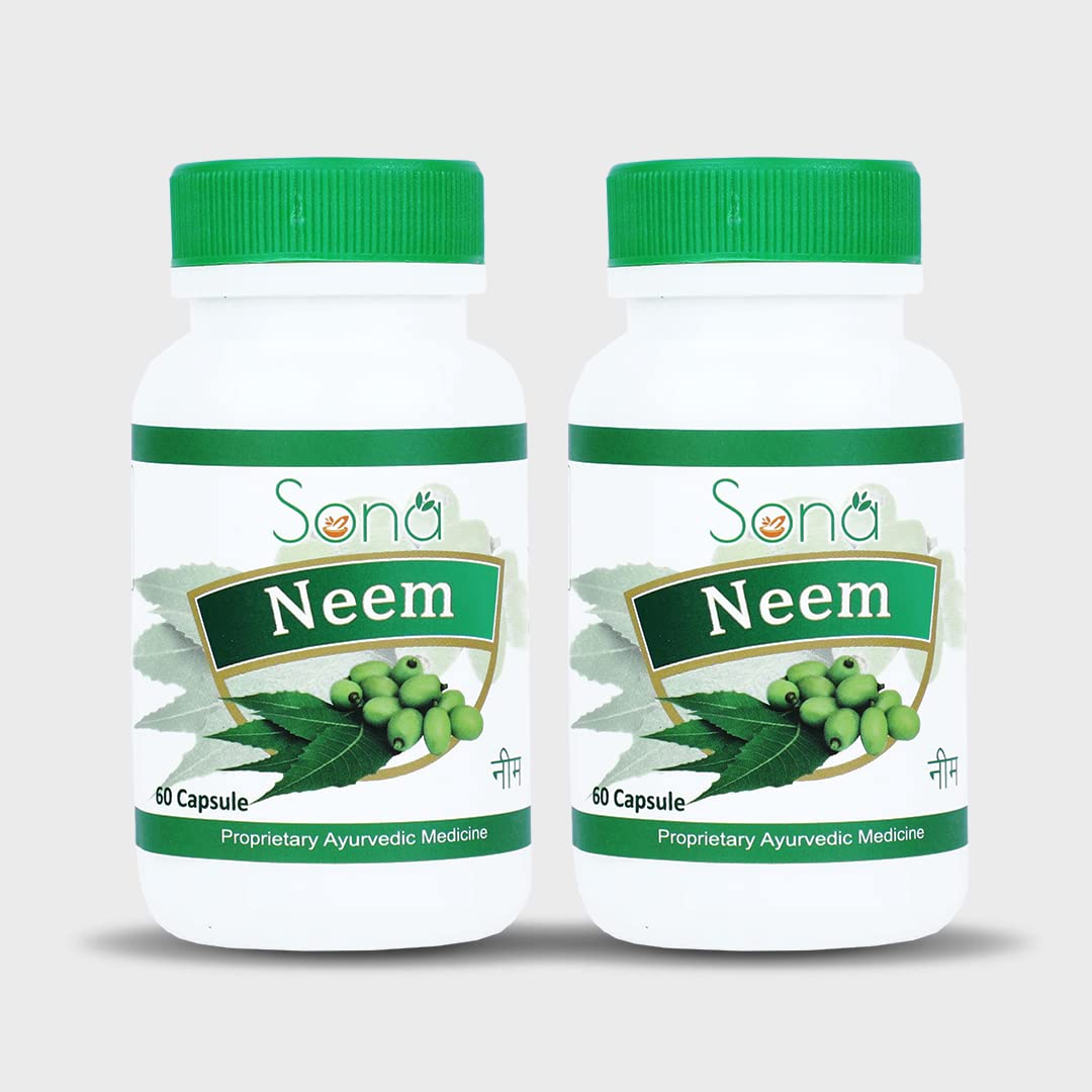 Sona Neem Capsule for Clean and Clear Life - 60 Capsules (Pack of 2)
