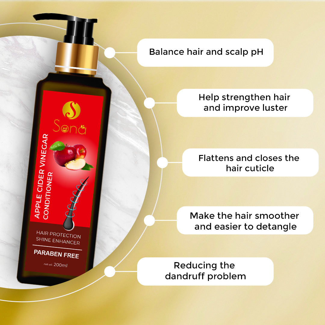 Sona Apple Cider Vinegar Conditioner with Apple Cider Vinegar, Vitamin E and Paraben Free -200 ml (Pack of 1)