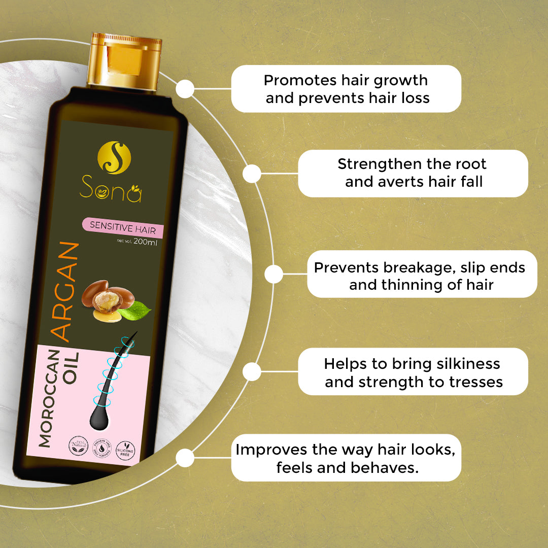 Sona Moroccan Argan Oil and Vitamin E - Paraben Free - 200 ml (Pack of 1)