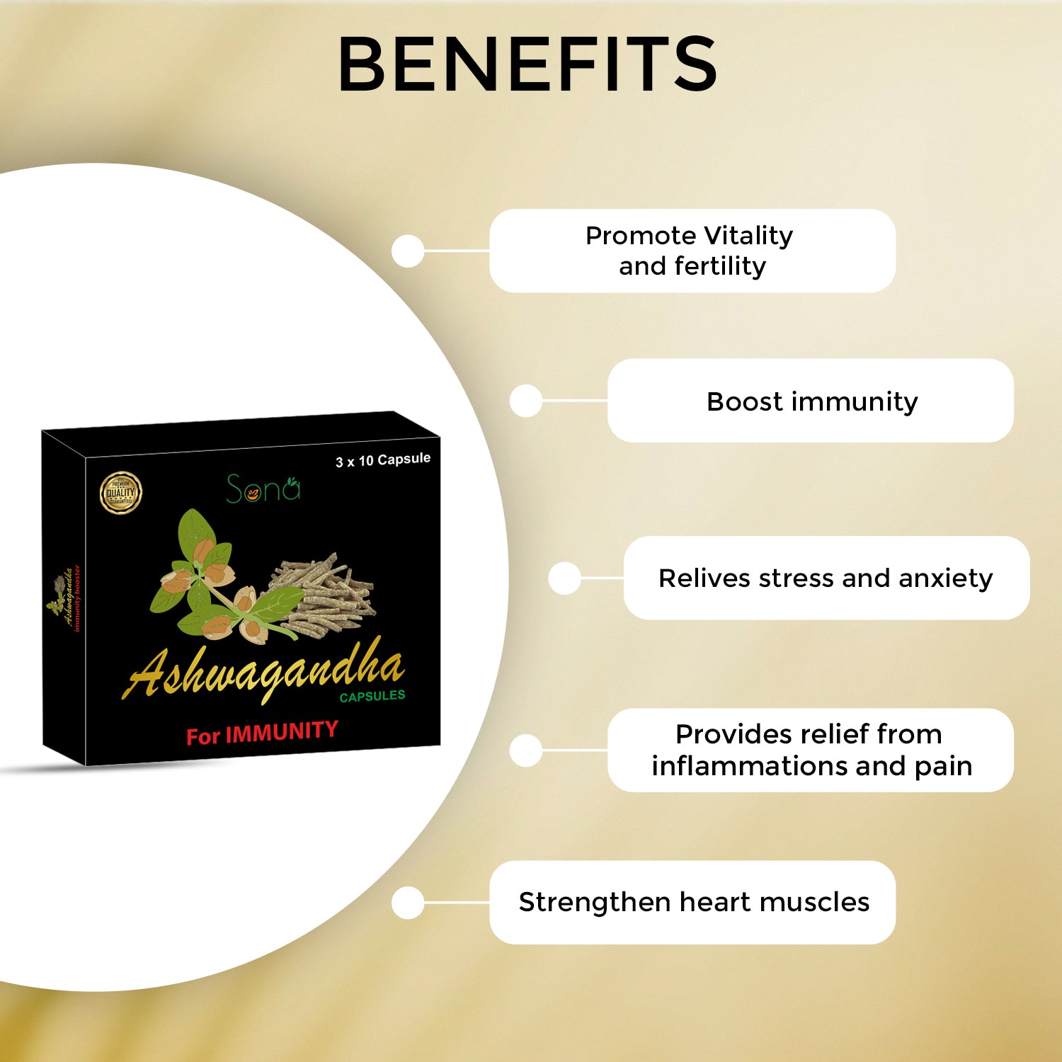 Sona Ashwagandha Capsule with Blister Packing - Pack of 1 (10 x 3 =30 Capsules)