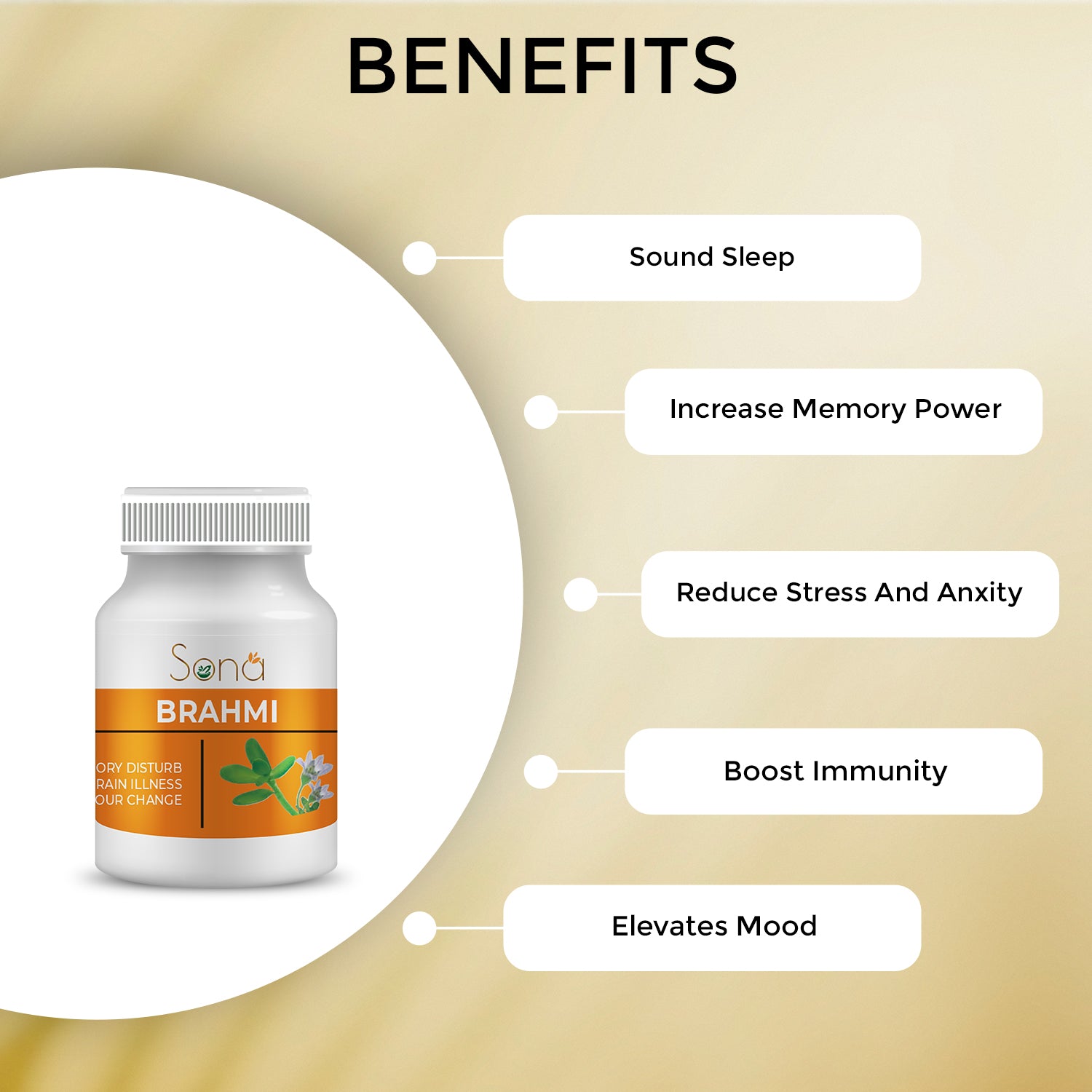 Sona Brahmi - 60 Tablets | Pure Herbs for Mind Wellness | Helps Improve Alertness