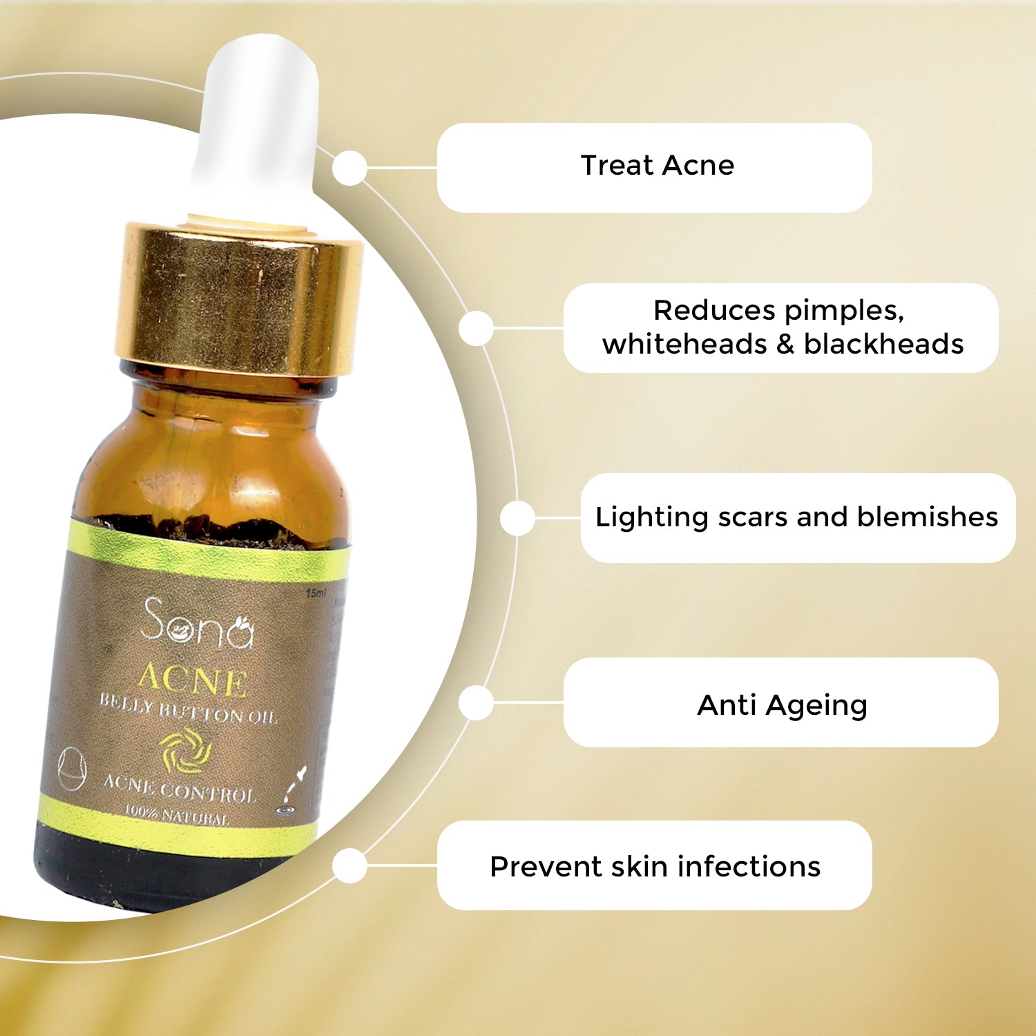 Sona Acne Belly Button Oil for Acne Control - 15 ml