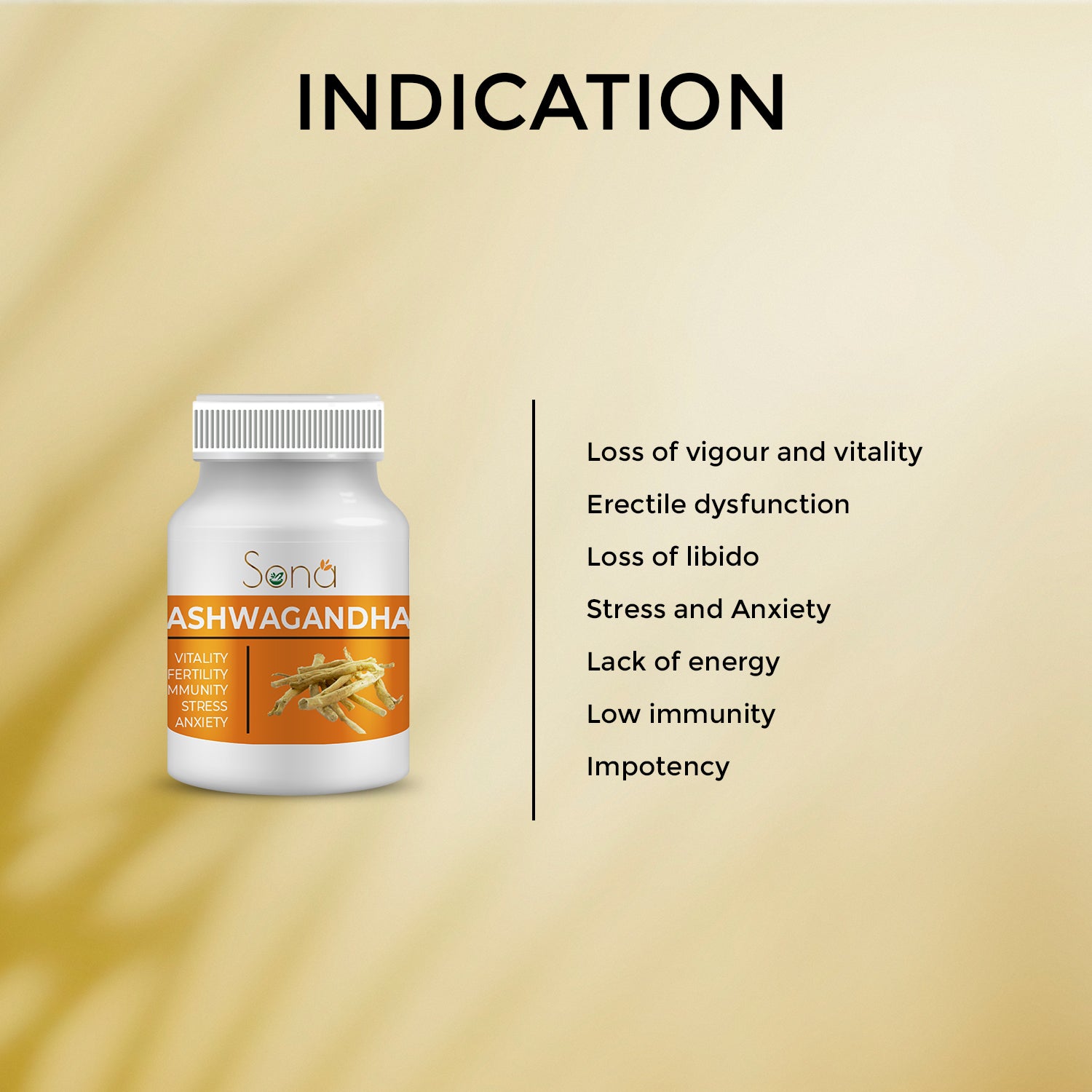 Sona Ashwagandha - General Wellness Tablets - 60 Tablets | Stress Relief | Rejuvenates Mind & Body