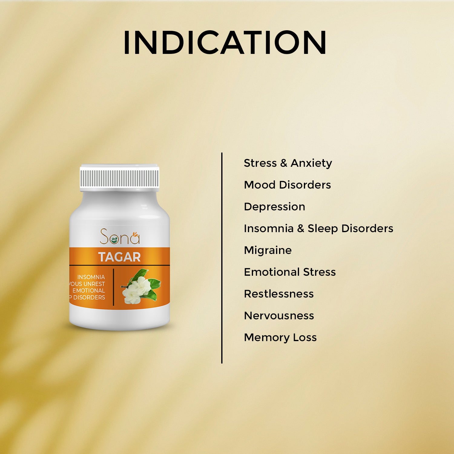 Sona Pure Herbs Tagar for Sleep Wellness - 60 Tablets