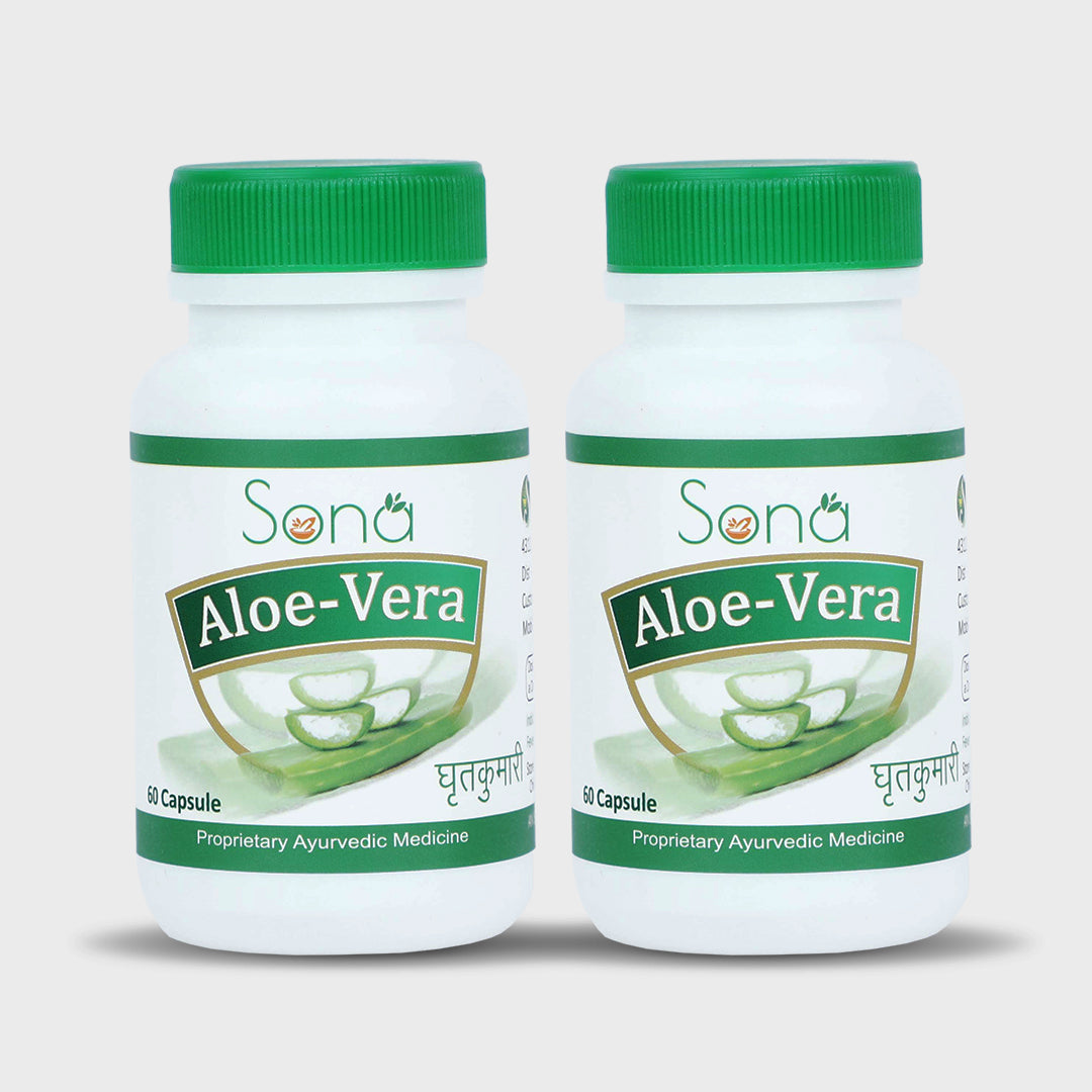Sona Aloe Vera Extract 60 Capsules, Antioxidant Supplement Supports Digestive Health, Promotes Healthy Skin & Hair, Strengthens Immunity For Men & Women (Pack of 2)
