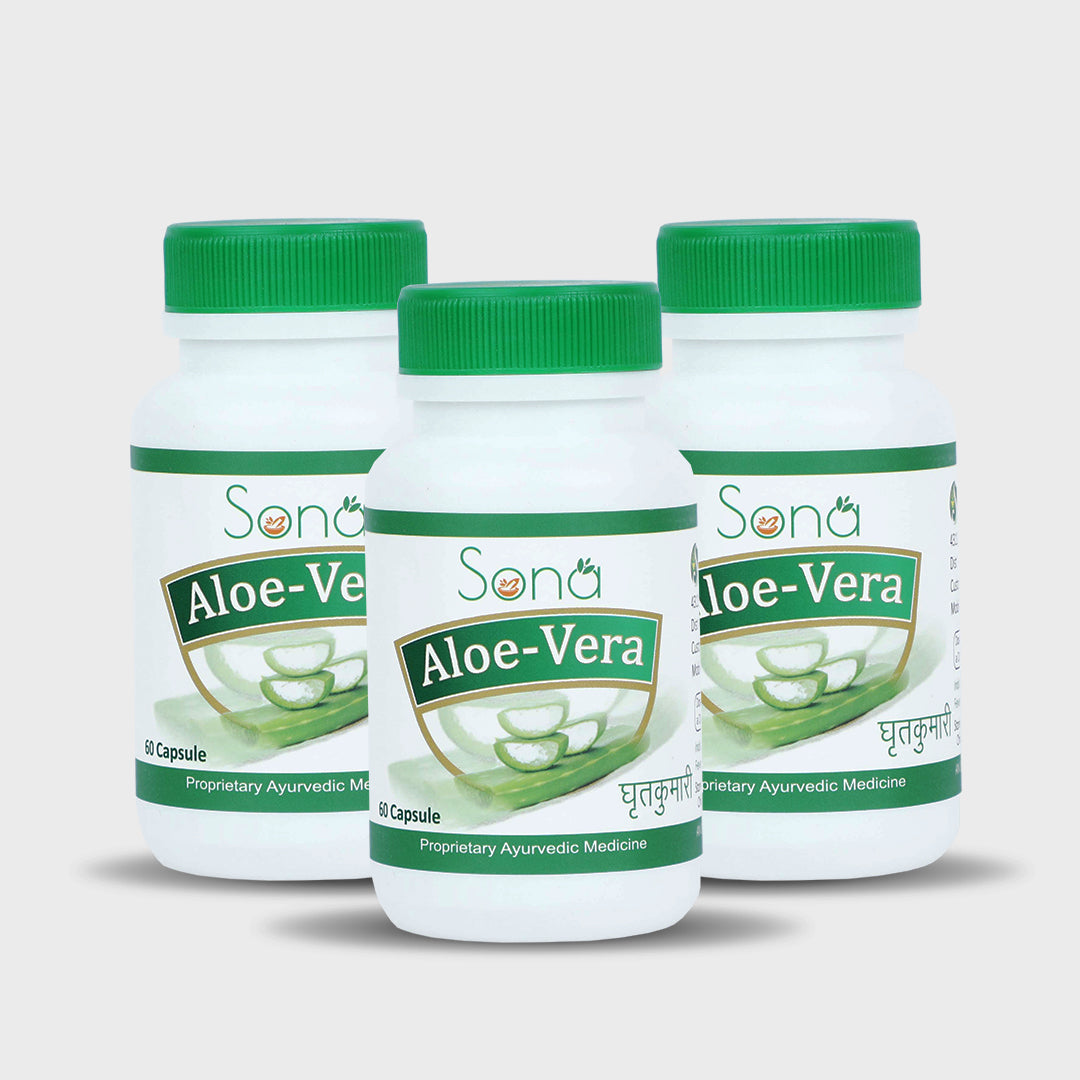 Sona Aloe Vera Extract 60 Capsules, Antioxidant Supplement Supports Digestive Health, Promotes Healthy Skin & Hair, Strengthens Immunity For Men & Women (Pack of 3)