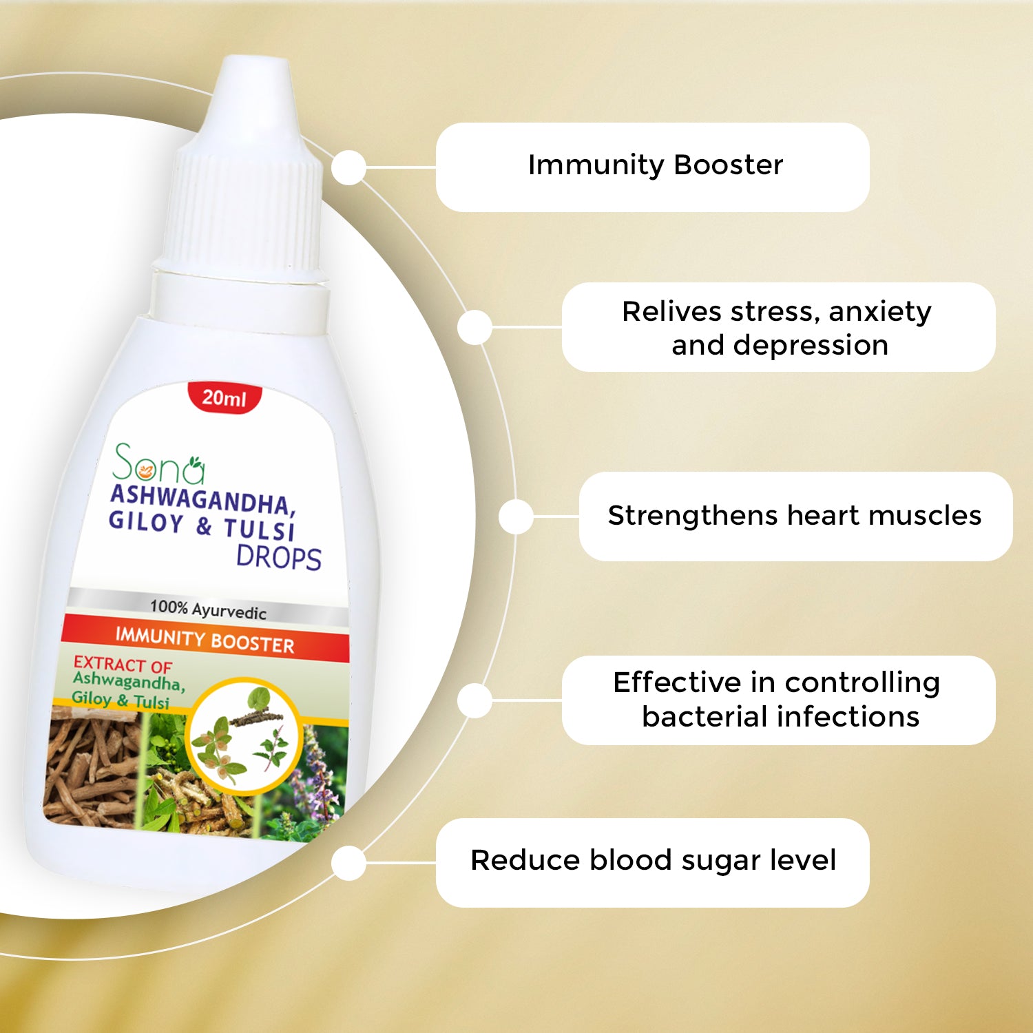 Sona Ashwagandha, Giloy and Tulsi Drop Immunity Booster (Pack of 1)