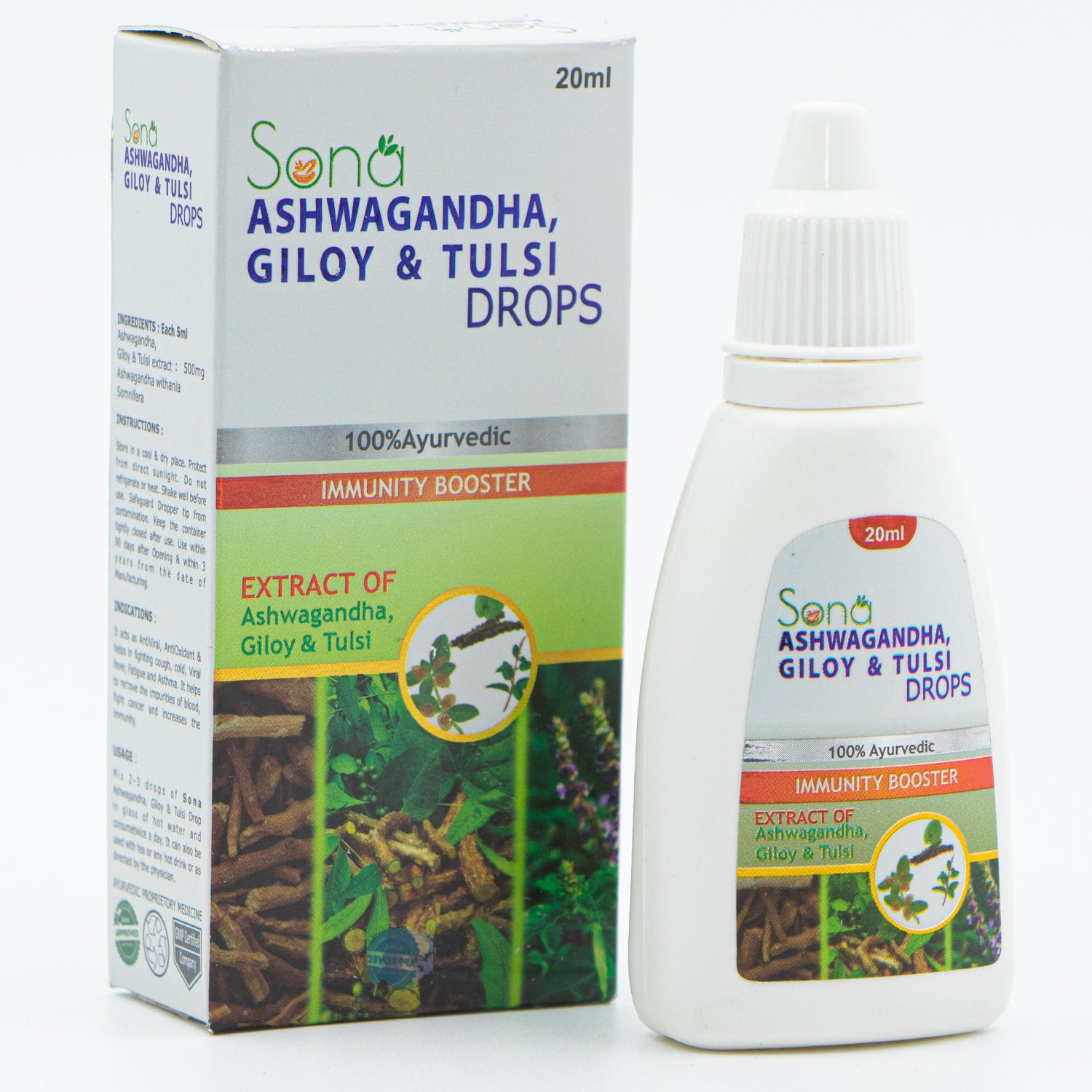Sona Ashwagandha, Giloy and Tulsi Drop Immunity Booster (Pack of 1)