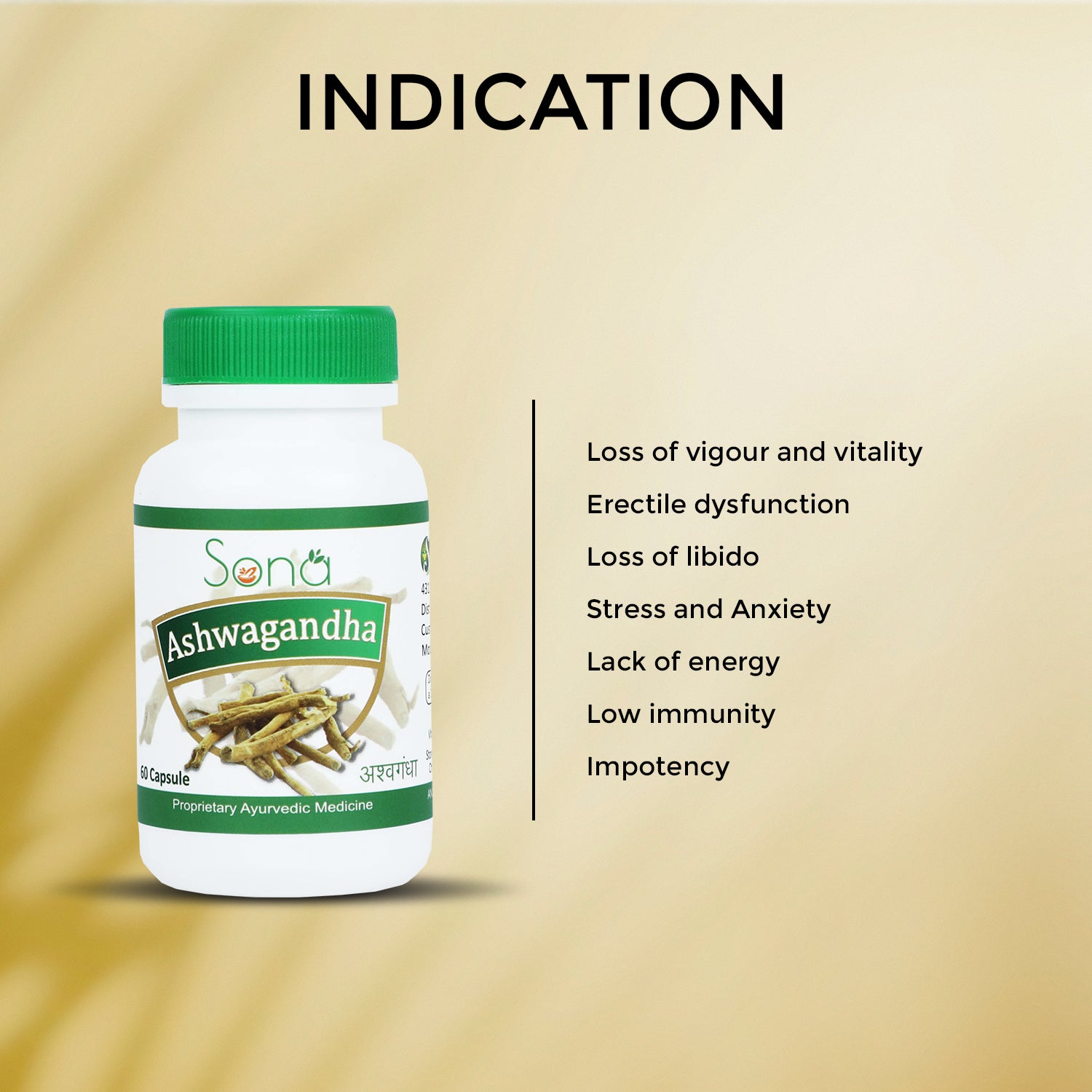 Sona Ashwagandha for Strength of the Stallions - 60 Capsules (Pack of 1)