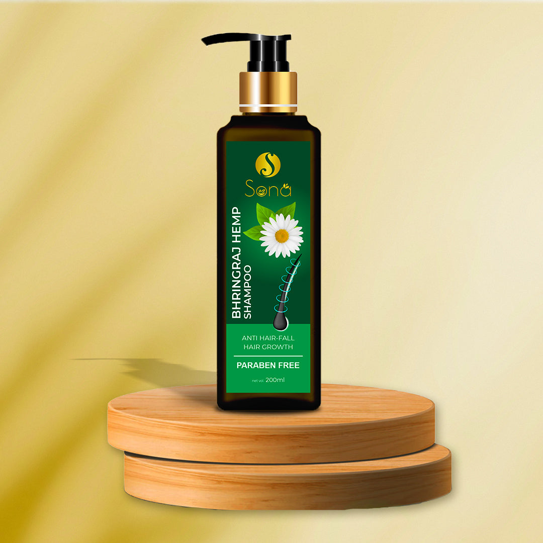 Sona Bhringraj Hemp Shampoo with Bhringraj Oil, Hemp Seed Oil, Vitamin E and Paraben Free - 200ml (Pack of 1)
