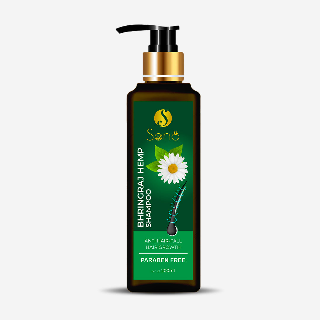 Sona Bhringraj Hemp Shampoo with Bhringraj Oil, Hemp Seed Oil, Vitamin E and Paraben Free - 200ml (Pack of 1)