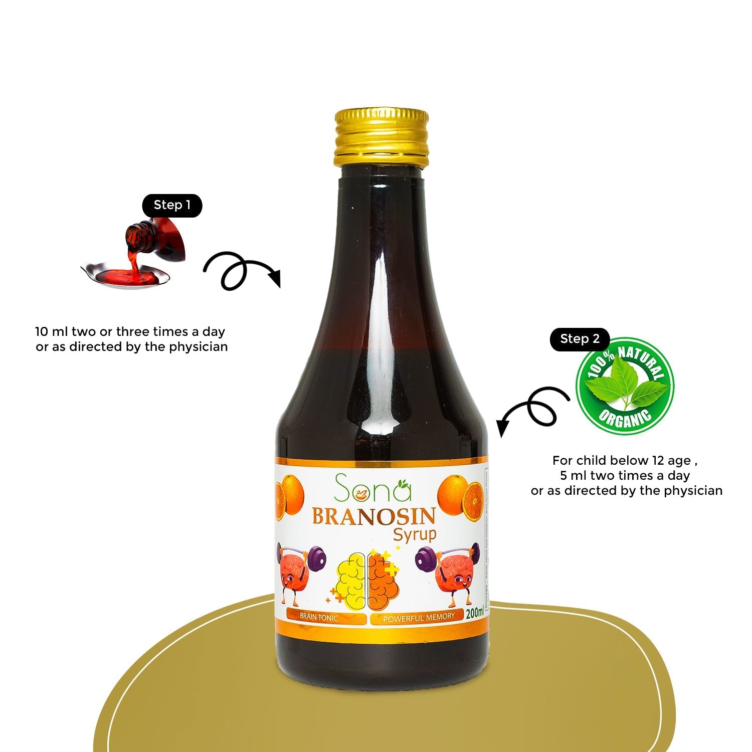 Sona Branosin Syrup for Brain and Memory - 200 ml (Pack of 3)