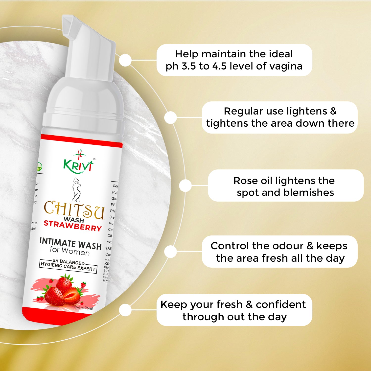 Chitsu Intimate Wash Strawberry for Women The hygiene care expert 75ml (Pack of 1)