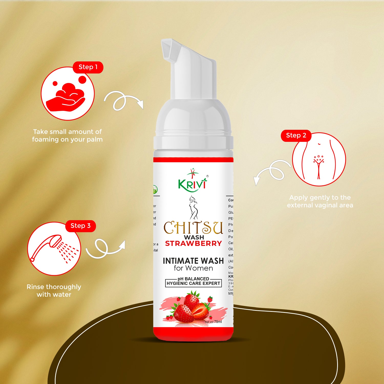 Chitsu Intimate Wash Strawberry for Women The hygiene care expert 75ml (Pack of 1)