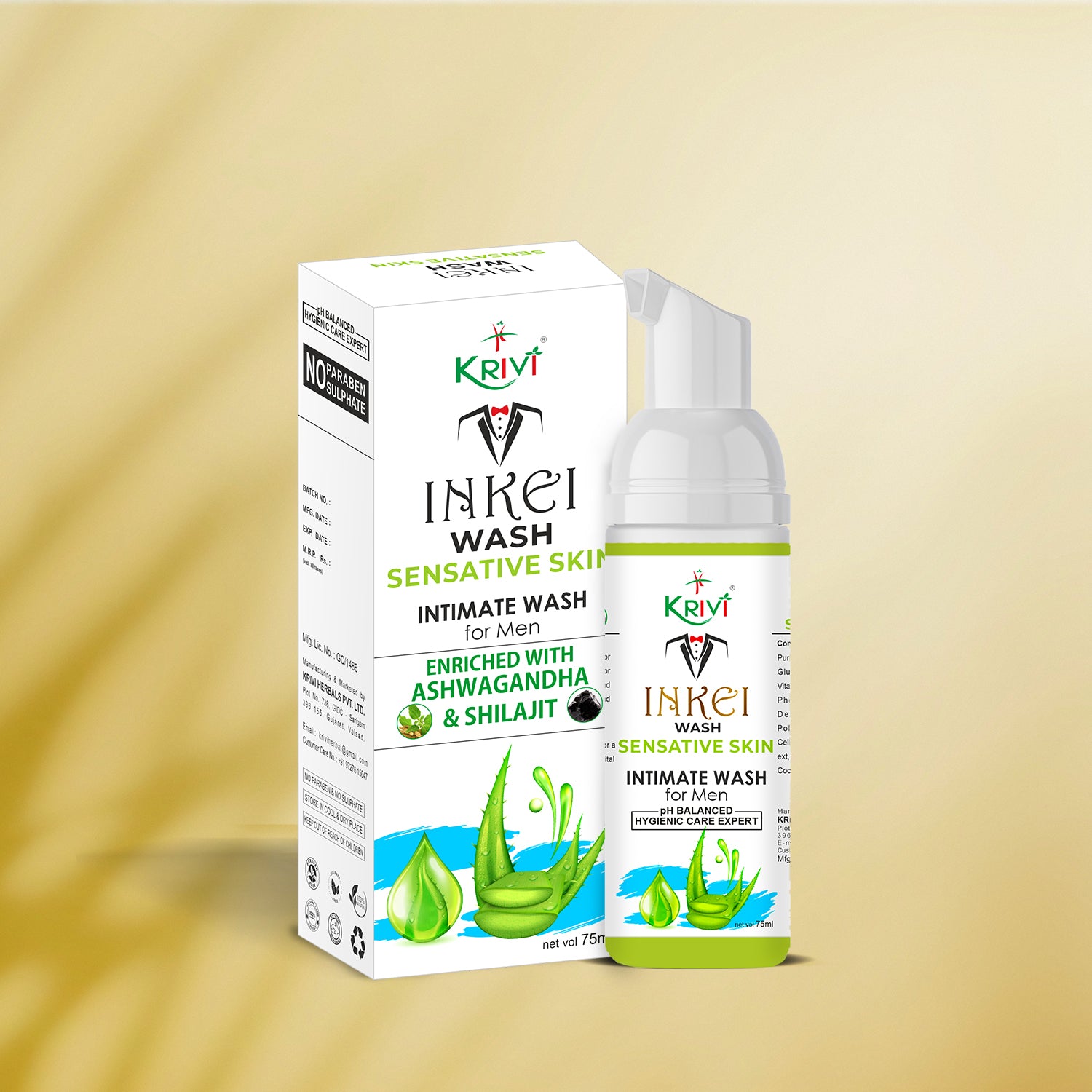 Inkei Intimate Wash Sensitive for Man The hygiene care expert 75 ml( Pack of 1)