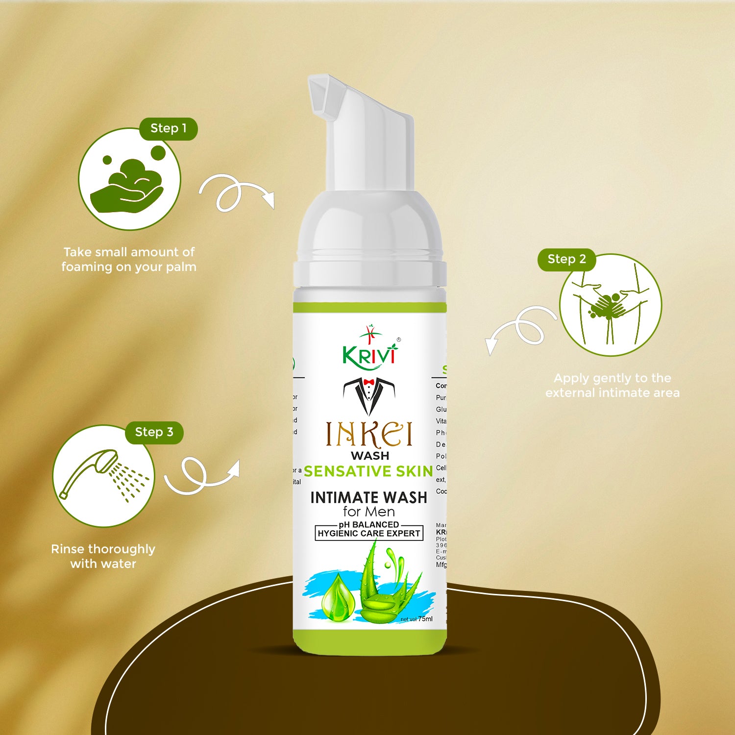 Inkei Intimate Wash Sensitive for Man The hygiene care expert 75 ml( Pack of 1)