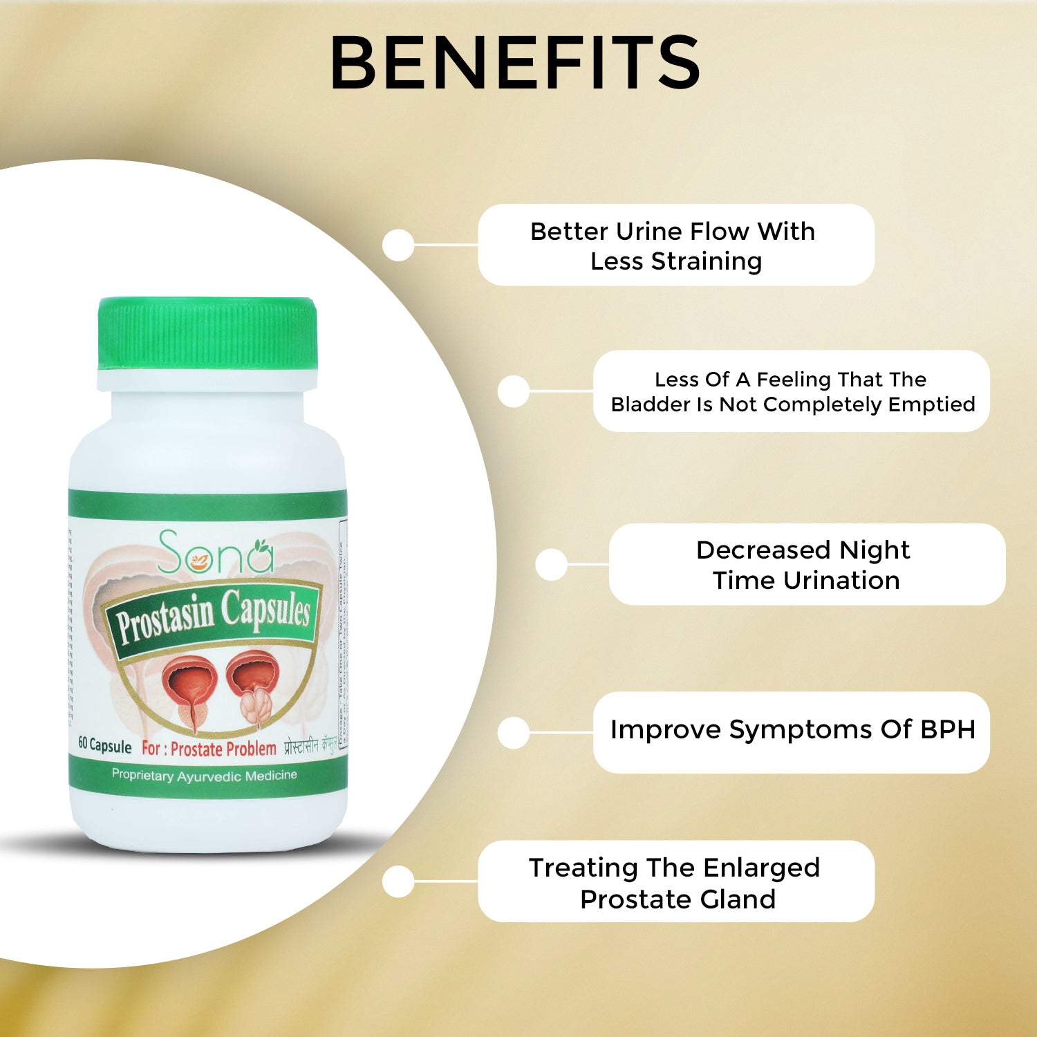 Sona Prostasin Capsules for Prostate Problem - 60 Capsules (Pack of 1)