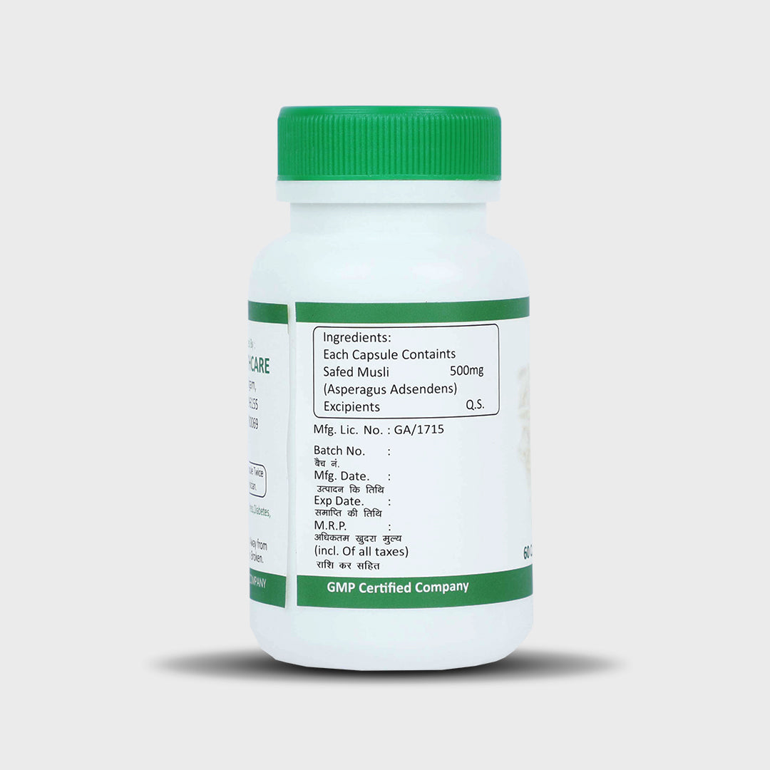 Sona Safed Musli full of Alkaloids, Vitamins and Minerals - 60 Capsules (Pack of 1)