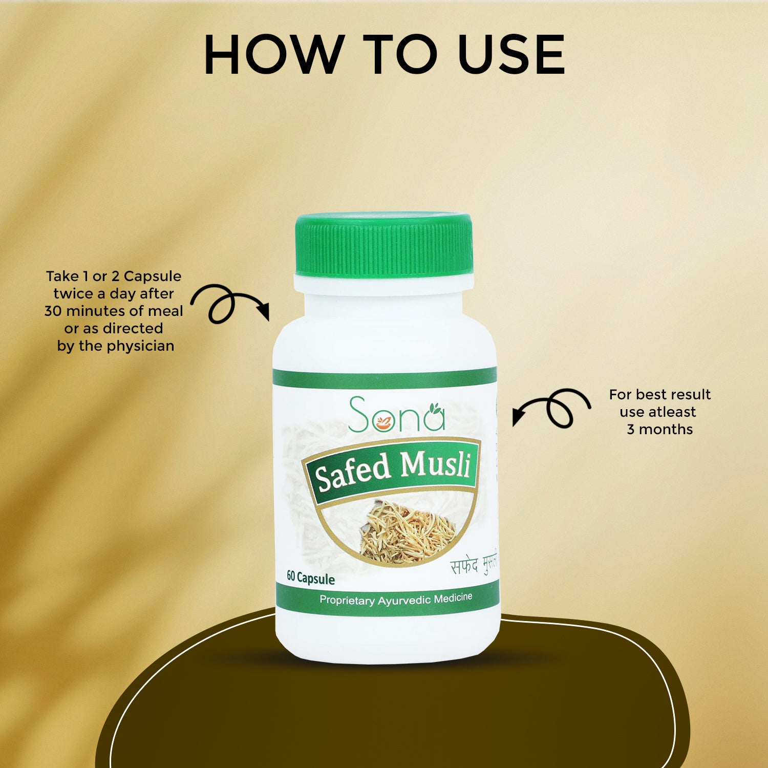 Sona Safed Musli full of Alkaloids, Vitamins and Minerals - 60 Capsules (Pack of 1)