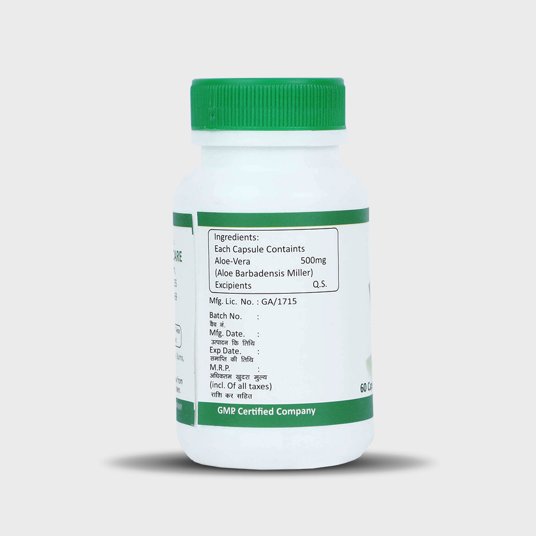 Sona Aloe Vera Extract 60 Capsules, Antioxidant Supplement Supports Digestive Health, Promotes Healthy Skin & Hair, Strengthens Immunity For Men & Women Pack of 1