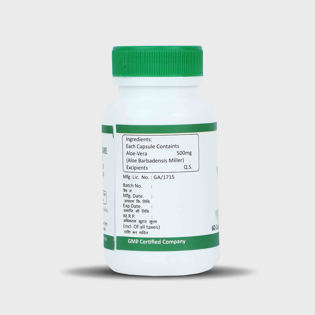Sona Aloe Vera Extract 60 Capsules, Antioxidant Supplement Supports Digestive Health, Promotes Healthy Skin & Hair, Strengthens Immunity For Men & Women (Pack of 2)