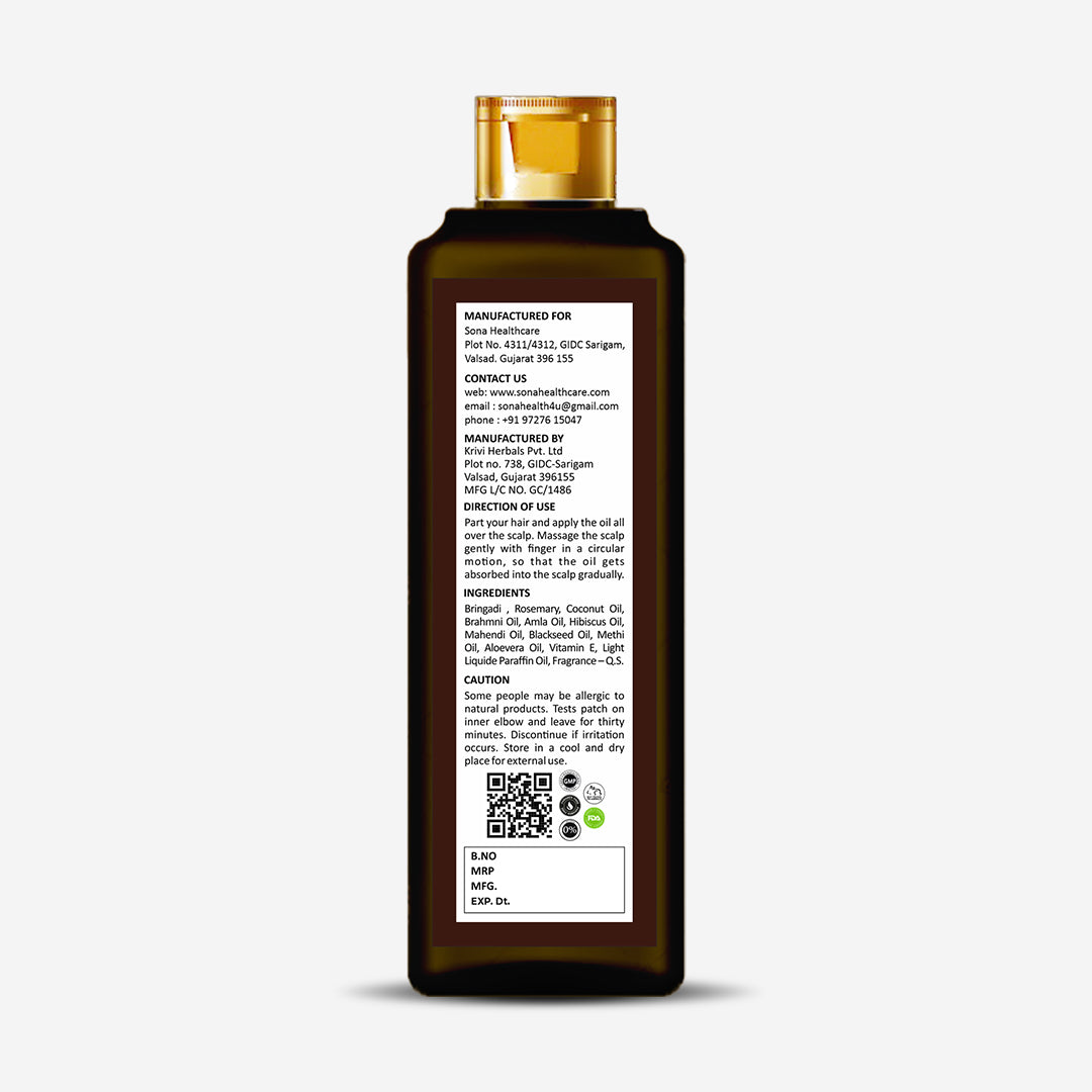 Sona Bringadi Rosemary Oil With Bhringraj Oil, Hemp Seed Oil  and Vitamin E, No Paraben - 200 ml Anti Hair Fall & Hair Growth