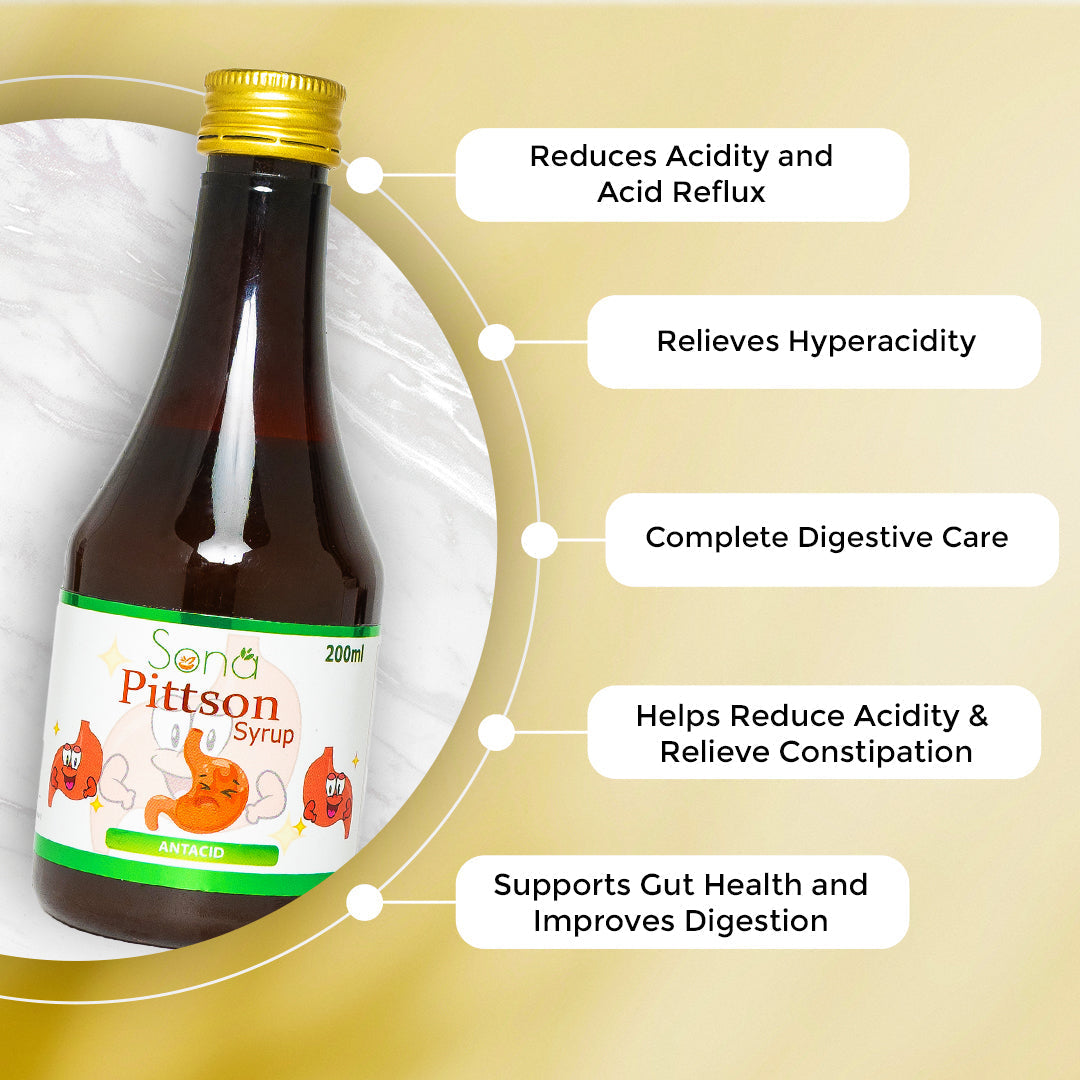 Sona Pittson Syrup for Acidity & Heart Burn - 200 ml (Pack of 3)