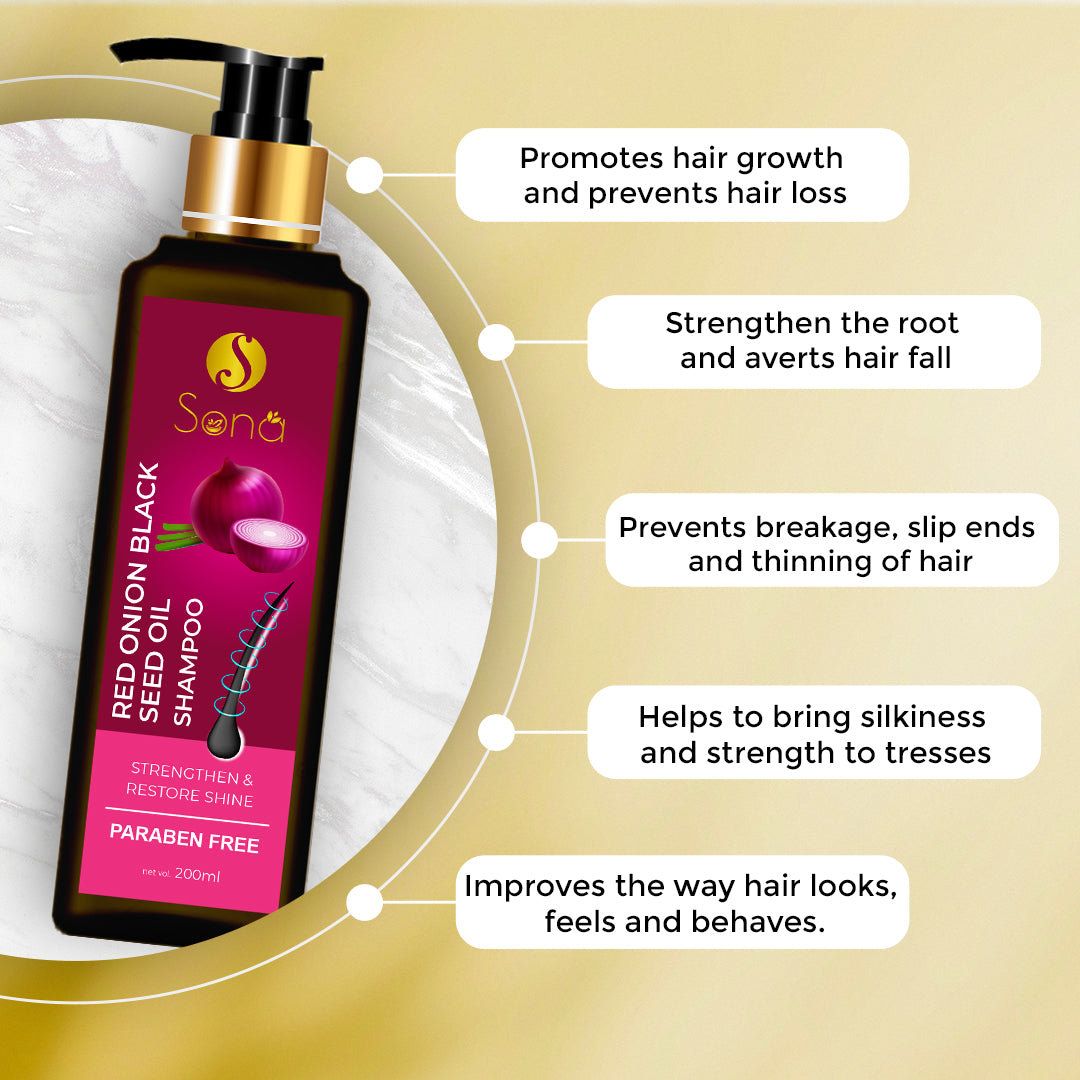 Sona Red Onion Black Seed Oil Shampoo - 200 ml (Pack of 1)