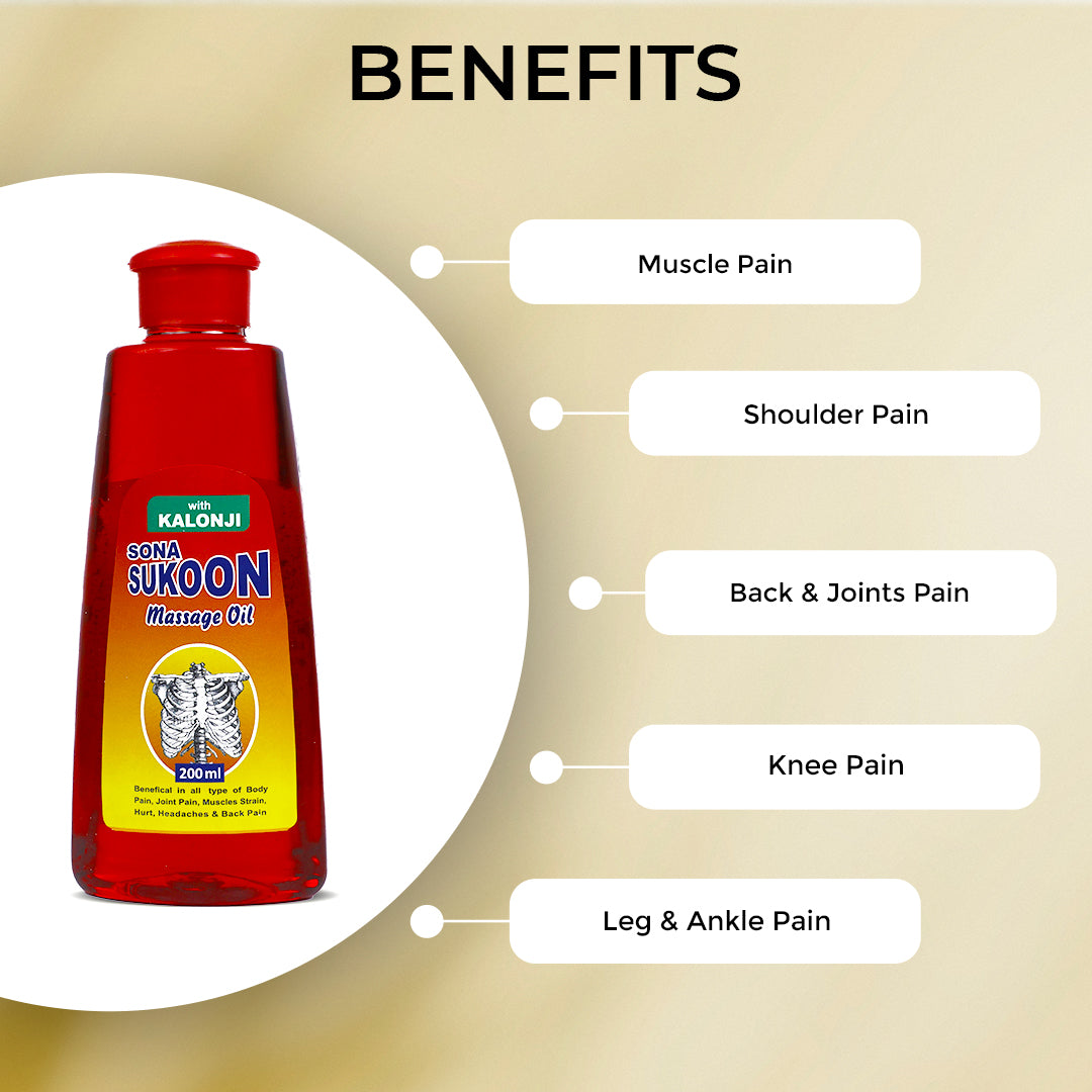 Sona Sukoon Massage Oil for Pain Relief - 200 ml (Pack of 2)