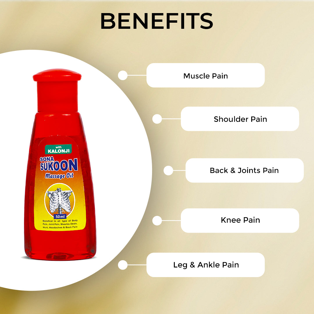 Sona Sukoon Massage Oil for Pain Relief - 50 ml (Pack of 6)