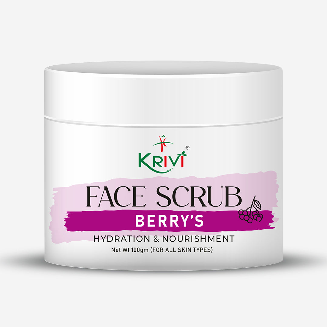 Krivi Berry's Tan Removal Face Scrub (100gm) | Exfoliate Scrub | Blackhead Remover, Whitehead Remover, Dead Skin Remover, Detan Pack | Face Scrub For Women & Men