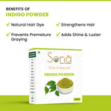 Sona Healthcare Natural Dye for Black Hair (Henna Leaves powder, Indigo leaves powder combo pack) (100 grams + 100 grams = 200 grams total)