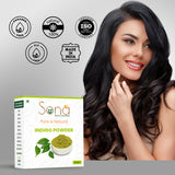 Sona Healthcare Natural Dye for Black Hair (Henna Leaves powder, Indigo leaves powder combo pack) (100 grams + 100 grams = 200 grams total)