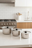 Sona Stainless Steel Tope Set with Lid 1L, 2L, & 3.5L Set of 3 Pieces, Silver Cookware Combo Set