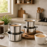 Sona Stainless Steel Tumbler Glass Set | 180ml South Indian Tea Coffee Cups Set of 2 | Filter Chai Cutting Glasses for Water, Drinking, Dabara Set, Small Steel Glasses for Home