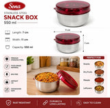 Sona Premium Engraved Stainless Steel Lunch/Storage Containers 550ml (Stackable & Leak-Proof)