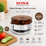 Sona Premium Engraved Stainless Steel Stackable and Leak-Proof Lunch/Storage Containers 650ml