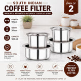 Sona Stainless Steel Tumbler Glass Set | 180ml South Indian Tea Coffee Cups Set of 2 | Filter Chai Cutting Glasses for Water, Drinking, Dabara Set, Small Steel Glasses for Home