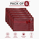 Sona Satin Saree Cover | Designer Bow Saree Cover with Zip | Clothes Organiser for wardrobe | 6 Piece(Maroon)