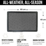 Sona Premium Door Mat for Home Entrance,Waterproof All-Season, All-Weather Doormat, Sturdy Natural Rubber, Fade Resistant, Low Profile, Easy Clean, Heavy Duty (60X40 cm) (Grey)