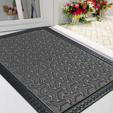Sona Premium Door Mat for Home Entrance,Waterproof All-Season, All-Weather Doormat, Sturdy Natural Rubber, Fade Resistant, Low Profile, Easy Clean, Heavy Duty (60X40 cm) (Grey)