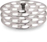 Sona Stainless Steel Small/Mini Idli Maker 3 Plate Stand/Pot,Makes 54 Mini Idlis at Once. (Silver) (18x3)