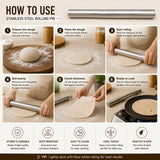 Sona Stainless Steel Rolling Pin Chapati Belan Best Kitchen Accessories Roti Roller Size (31cm X 3.5cm)