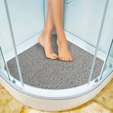 Sona  ABC Shower Mat Non-Slip Corner Loofah Bath Mat with Drain PVC Washable Mildew Resistant for Bathroom Bathtub (Gray)