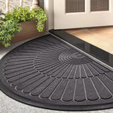 Sona Half Round Door Mat Entrance Rug Floor Mats, Non-Slip Welcome Entrance Way Rug, Durable Rubber Door Mats for Garage, Patio, Washable (Gray)