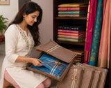 Sona Satin Saree Cover | Designer Bow Saree Cover with Zip | Clothes Organiser for wardrobe | 6 Piece(Golden)