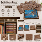 Sona Satin Saree Cover | Designer Bow Saree Cover with Zip | Clothes Organiser for wardrobe | 6 Piece(Golden)