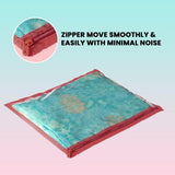 Sona Foldable saree covers with Zip| Single Saree Storage Bags |Clothes Organiser for wardrobe |Transparent Top With Premium Zipper|Pack of 12 (Maroon)