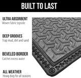 Sona Premium Door Mat for Home Entrance,Waterproof All-Season, All-Weather Doormat, Sturdy Natural Rubber, Fade Resistant, Low Profile, Easy Clean, Heavy Duty (60X40 cm) (Grey)
